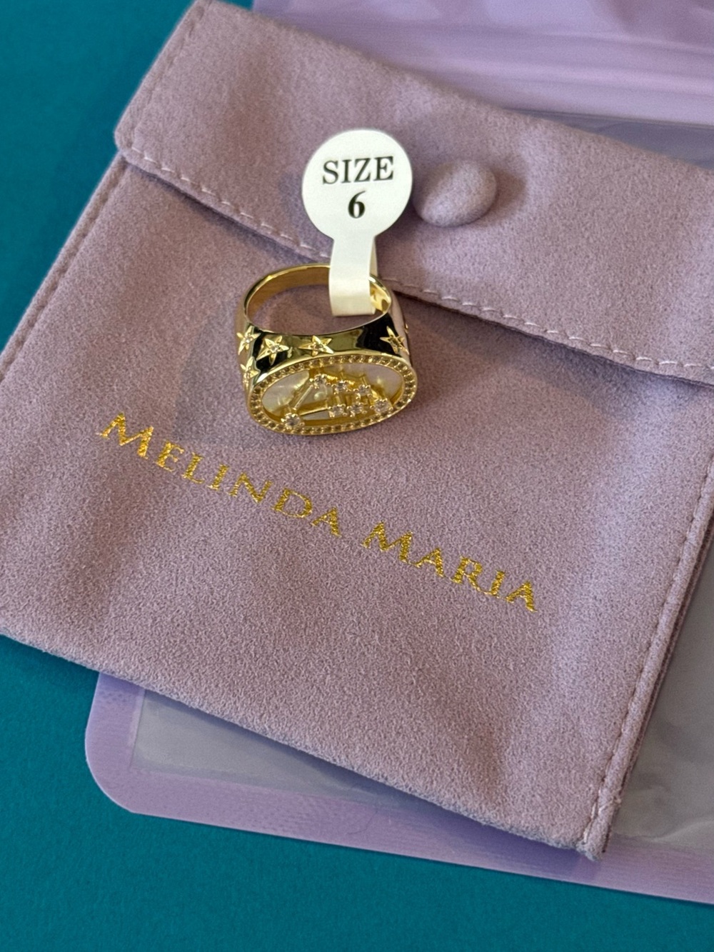 Melinda Maria Gold Zodiac Capricorn Signet Ring - Gold, Size 6